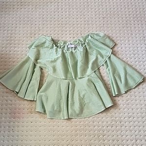 Zara offshoulder green blouse